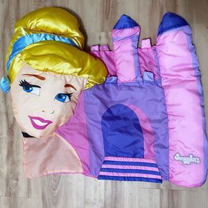 Disney Snugglers 3D Princess Cinderella Castle Plush Pillow Case Pink Purple